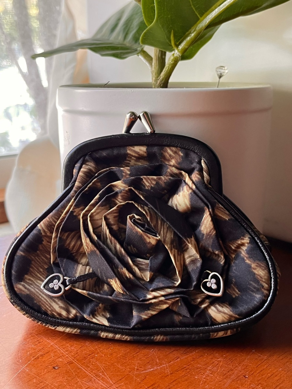 Brighton Coin Purse With Kiss Lock Leopard Print